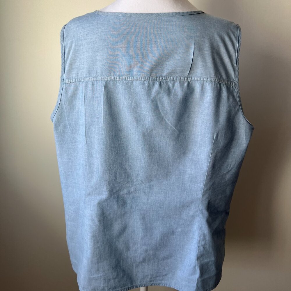 Sonoma Life+Style Weathered Denim Sleeveless Top, XL - Boho Chic! - Picture 7 of 13